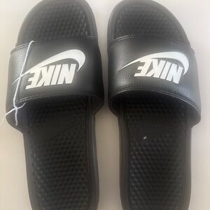 Nike Black and White Slide Sandals